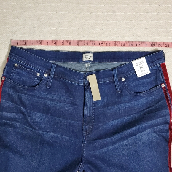 J Crew Vintage Straight Leg Jeans With Velvet Stripe Denim 36 Women - Picture 3 of 11